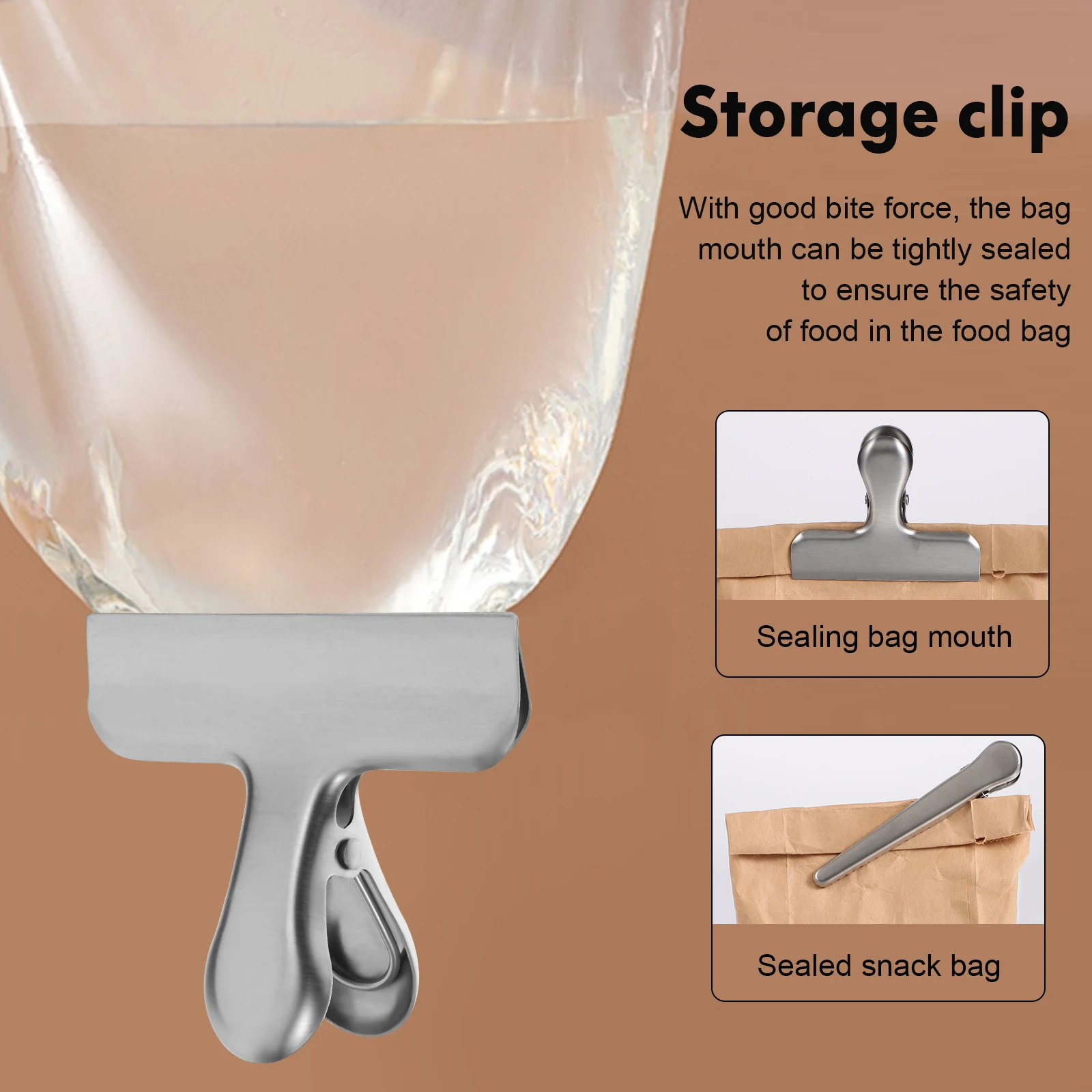 

10 Pcs Bag Clips Food Storage Sealing Stainless Steel Long Short Interchangeable Household ganization Tools Small Bags Clips