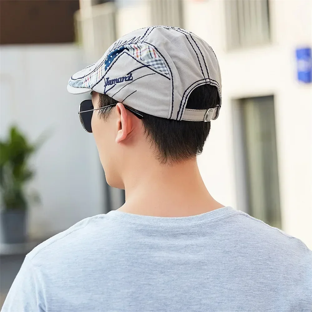 TOHUIYAN 2026 Plaid Cotton Newsboy Cap Men Casual Ivy Hat Duckbill Visor Cabbie Hats Summer Gorras Planas Flat Cap For Women Hat