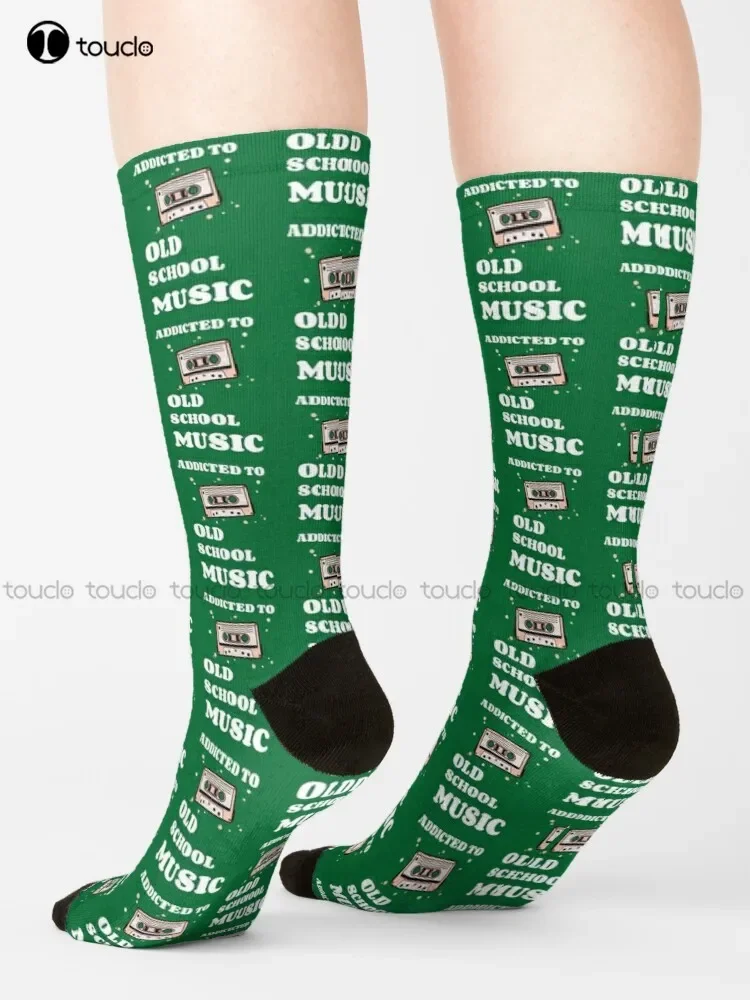 Addicted To Old School Music Socks Football Socks Christmas Gift Unisex Adult Teen Youth Socks Custom 360° Digital Print