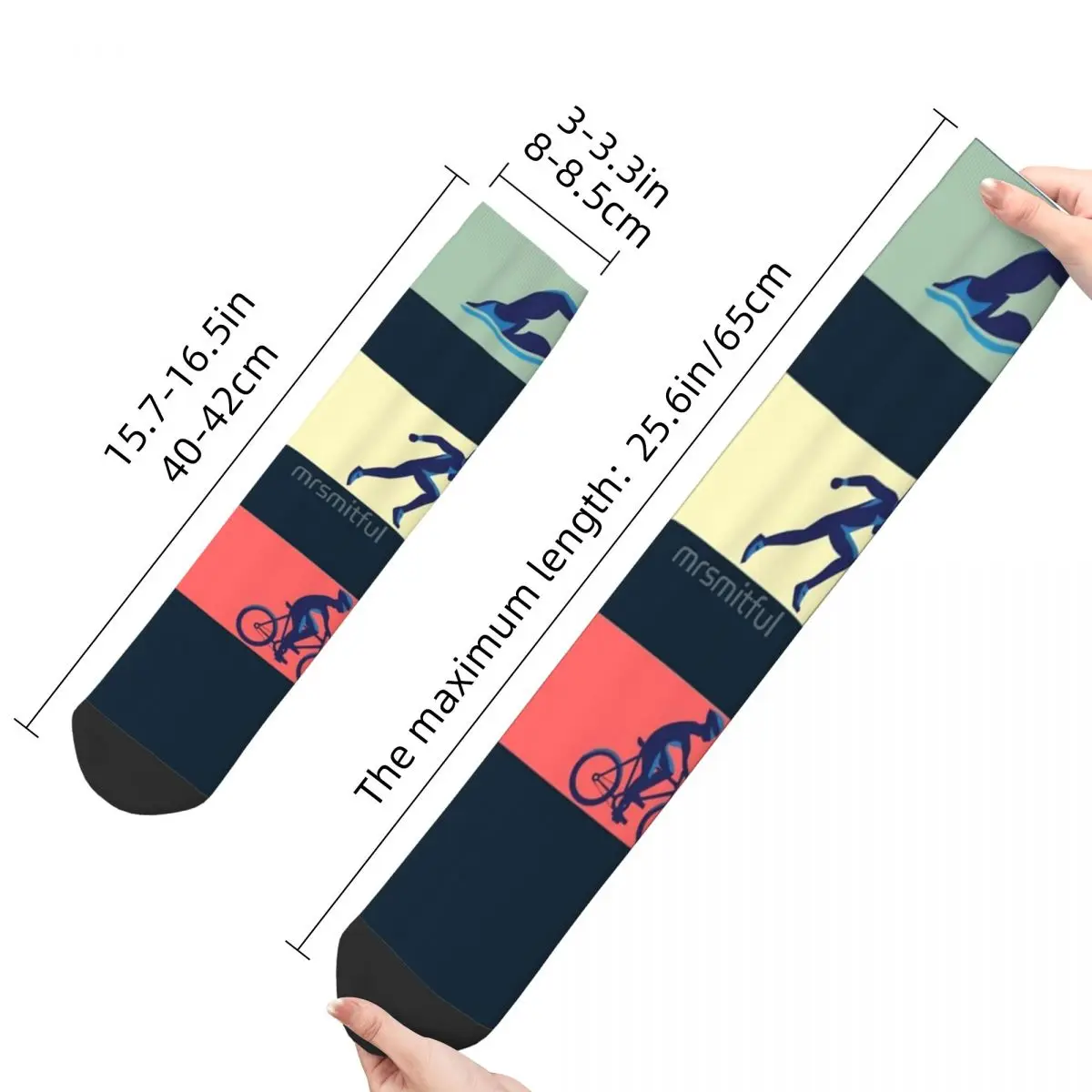 Hip Hop Retro Vintage Swim Bike Run Crazy Men\'s compression Socks Unisex Triathlon logo Street Style Seamless Printed Crew Sock