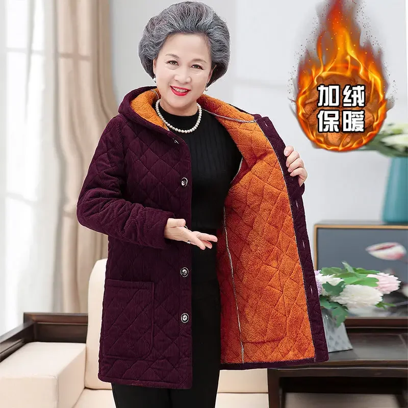 Corduroy Winter Coat Women Puffer Jacket Winter New Korean Style Long Ladies Over-the-knee Cotton Padded Jacket Keep Warm