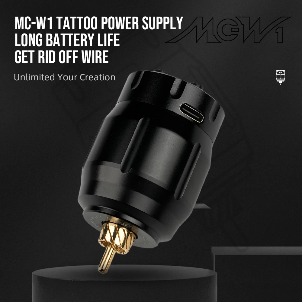 High Quality MC-W1 Wireless Tattoo 1500mAh Power Supply RCA Interface For Rotary Tattoo Machine Type-C Cable Quick Charge