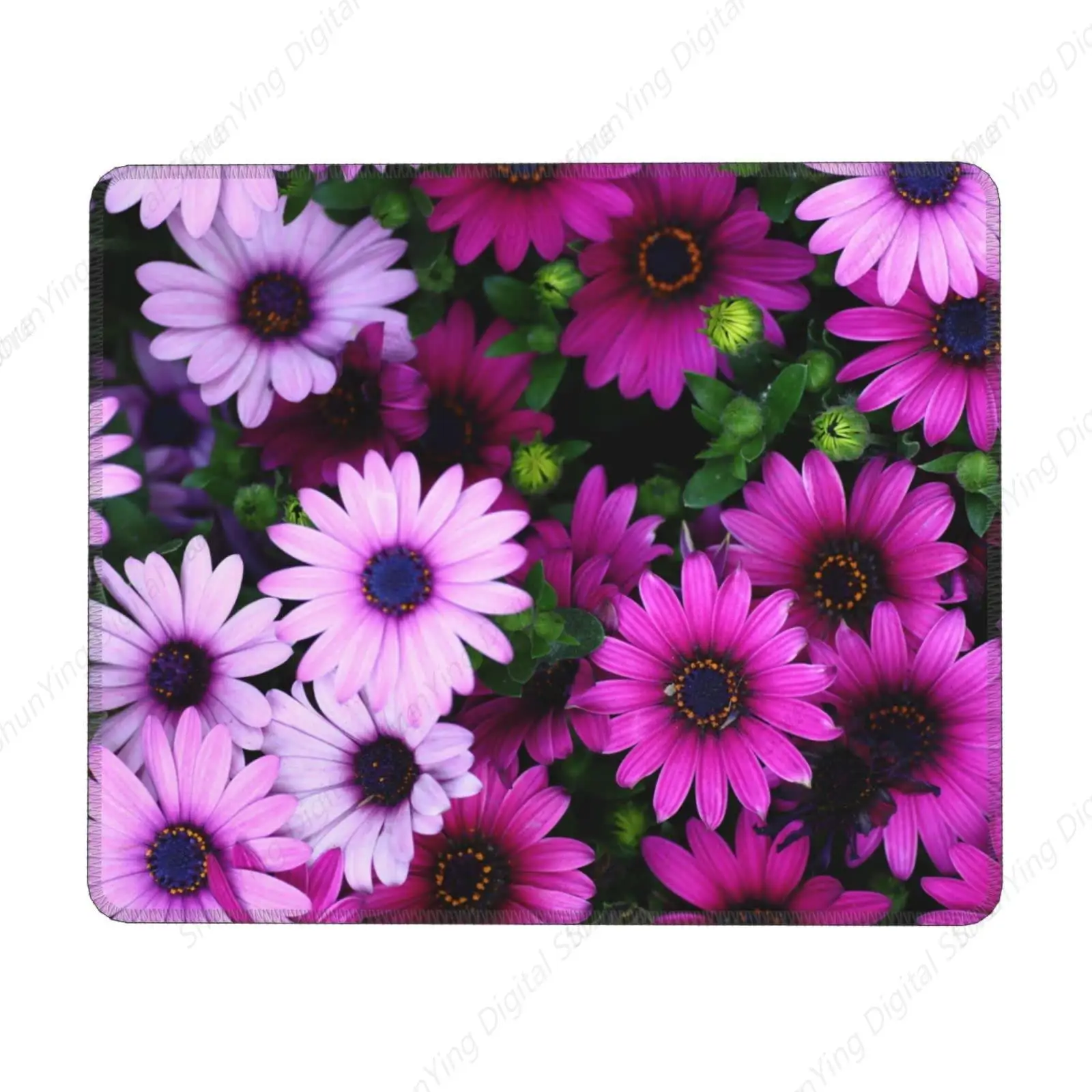 

Anti Slip Rubber Purple Daisy Flower Stitched Edge Plant Mouse Pad Suitable For Computer Home Office Games Gaming Mouse Pad