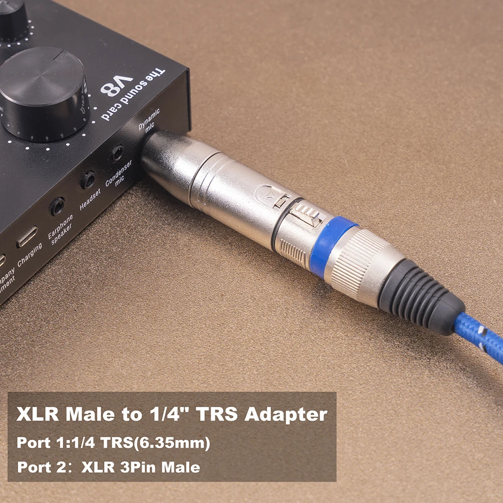 ربط محول الصوت كابل ستيريو TRS إلى 3Pin XLR 1/4 بوصة 2 قطعة واجهة التبديل ذكر إلى ذكر جودة عالية