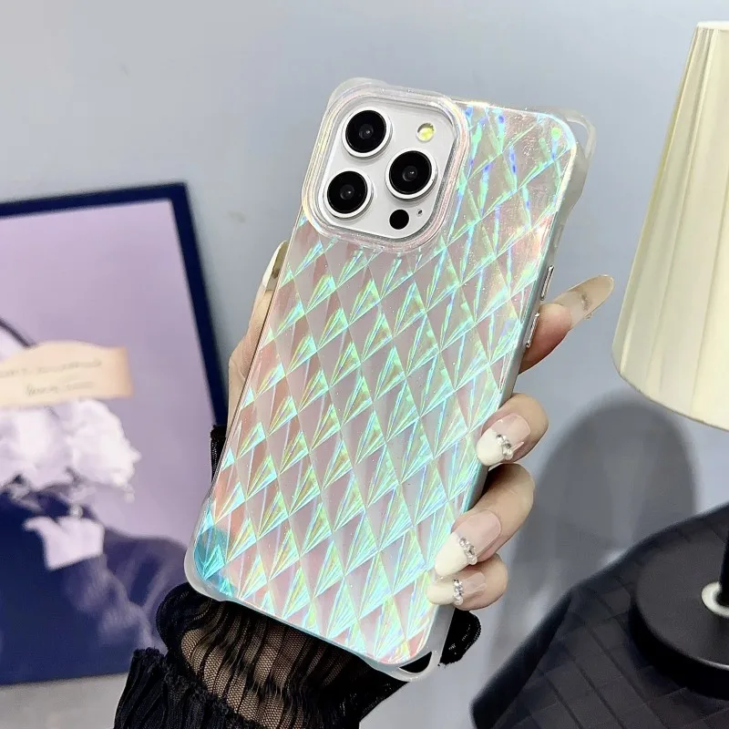 Four Corners Case For iPhone 15 Pro Max 14 Plus 13 12 11 16 Pro Max Glitter Dazzling Shockproof Fashion Hard Plastic Back Cover