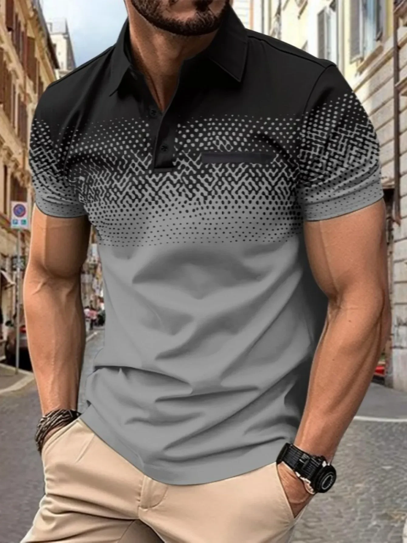 Nuovo stile moda uomo estate gradiente t-shirt a maniche corte sport Outdoor fitness casual slim fit camicia da uomo POLO