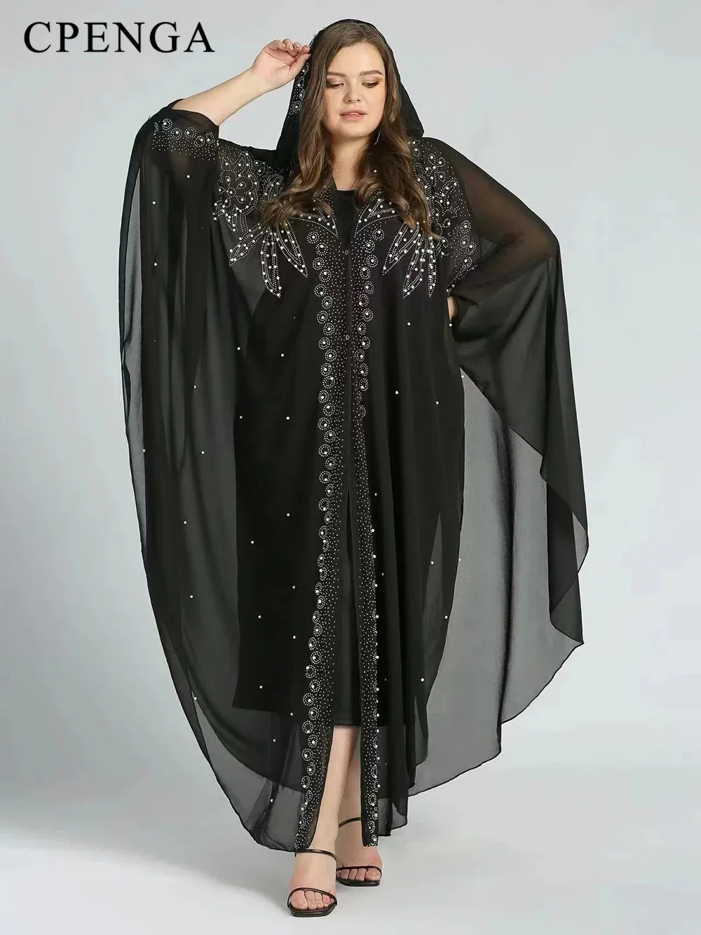 Batas musulmanas Abaya para mujer, vestidos africanos para mujer, Vestido largo de gasa con perlas, ropa tradicional de talla grande 2022