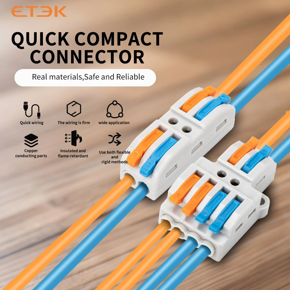 ETEK 5/10/30/50pcs Quick Release Wire Connector Universal Wiring Mini Terminal Block Splitter Electrical Connectors KVGC