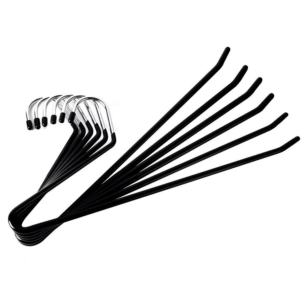 

12Pcs Pants Hangers Heavy Duty 2Mm Thick Open Ended Trousers Hanger Anti-Rust Black Rubber Coated Jean Organizer Space Saving