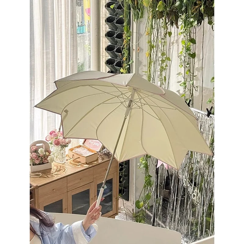 

German purchasing automatic petal long-handled umbrella curved hook umbrella dual-purpose female enlarged