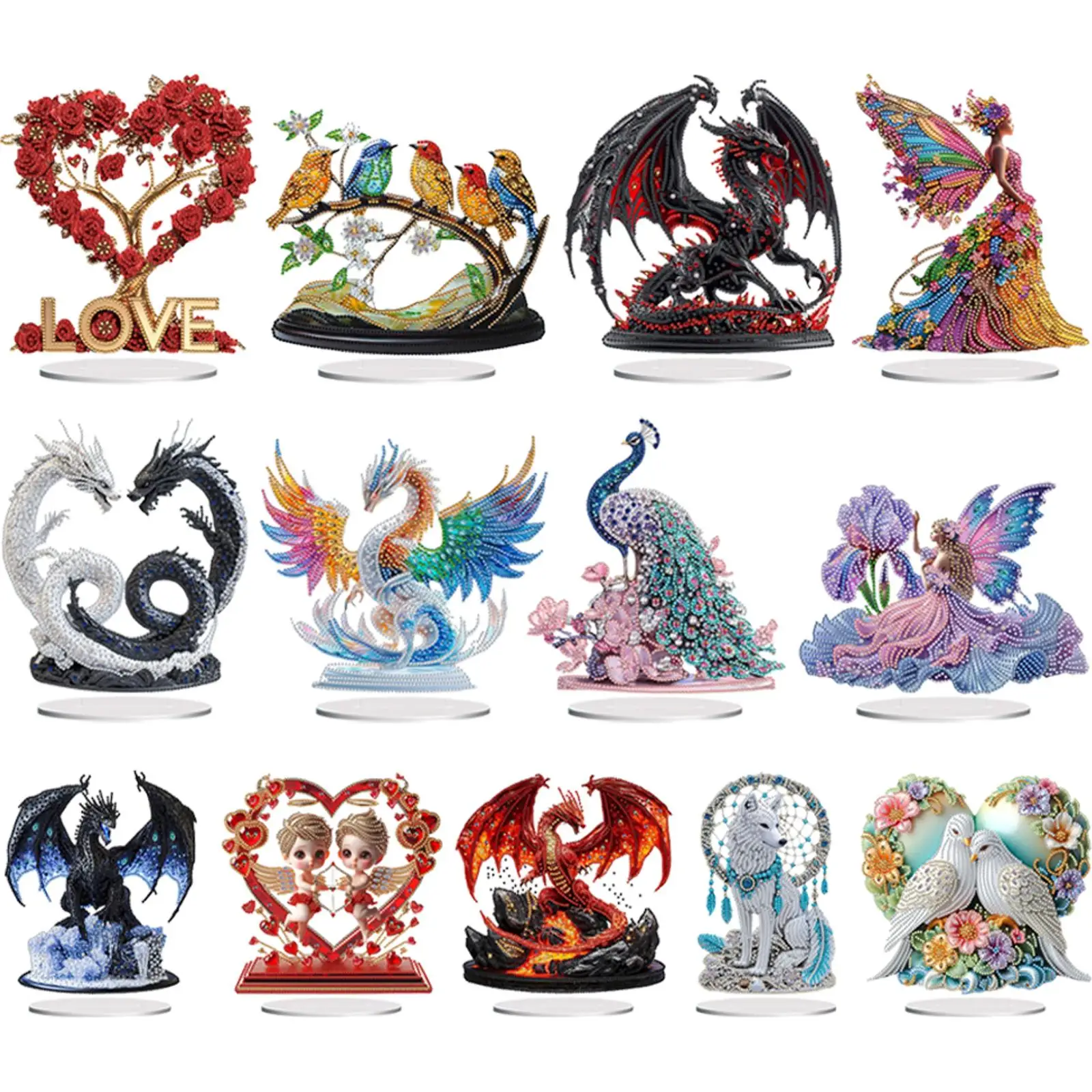 

2D Flat DIY Table Top Diamond Painting Ornament Kits Double-Sided Diamond Painting Desktop Decorations Bedroom Table Decoration