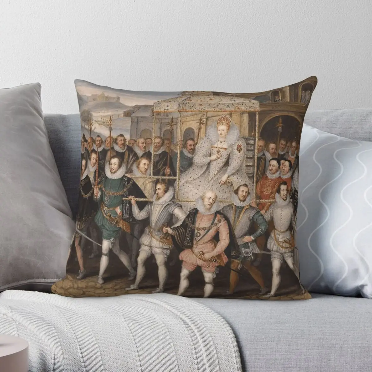 Procession Portrait Of Elizabeth Square Pillowcase Polyester Linen Velvet Creative Zip Decorative Pillow Case Room Cushion Cover