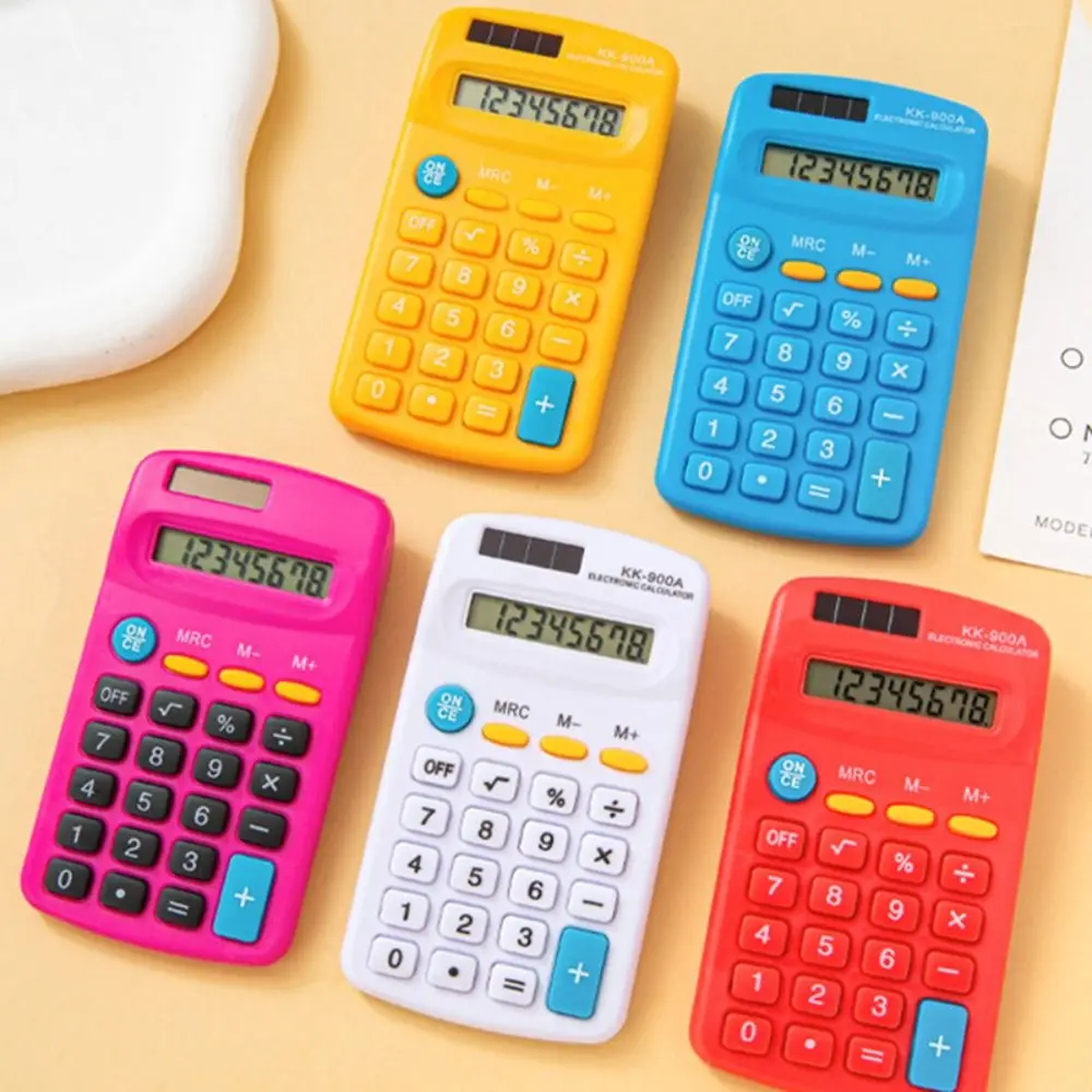 8-Digit Mini Pocket Calculator Large LED Display Silent Standard Function Calculator Candy Color Math Calculator Students
