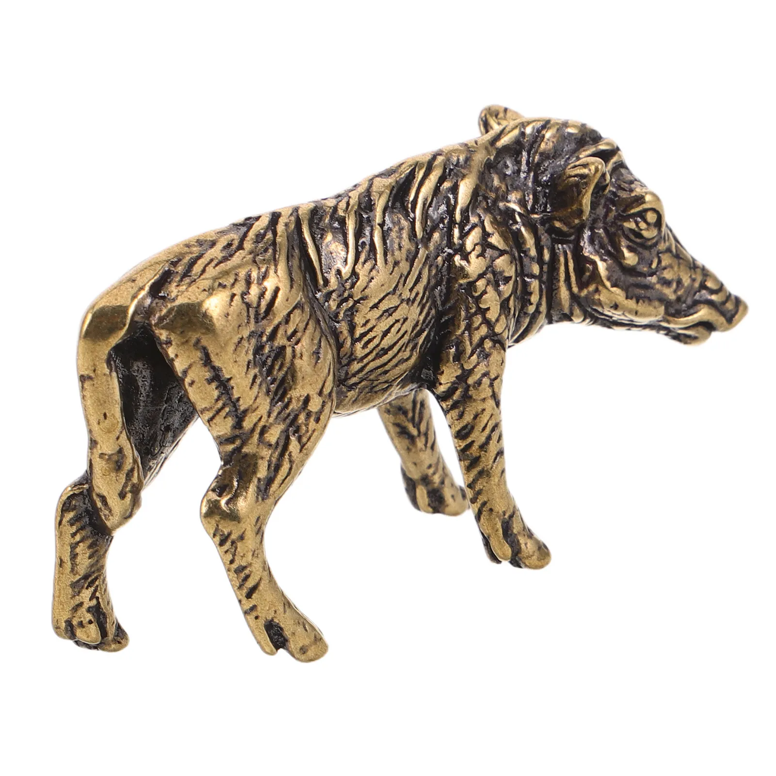 Brass Wild Boar Sculpture Realistic Animal Figure Farmhouse Table Decor Tea Pet Kung Fu Tea Accessory Desk Paperweight Chinese