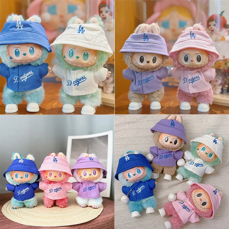 

15 17cm For Labubu Doll Clothes Hat Shoes Set LA Baseball Suit Trend Clothing Cosplay Accessories Sitting Party Games Toys Gifts