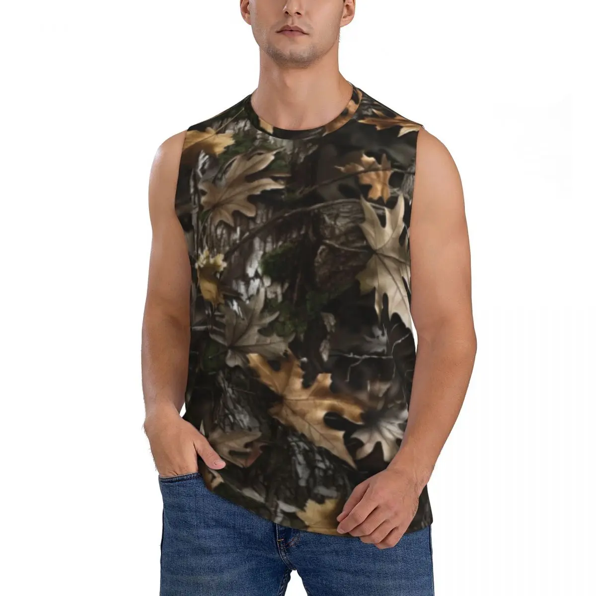 Real Tree Men Sleeveless Tank Tops Quick Dry Breathable Gym Fitness Running Summer Casual Sport Vest