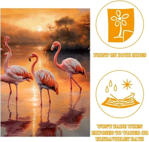 Flamingos Sunset Garden Flag Vertical Double Sided Farmhouse Holiday, 12x18 XXQ