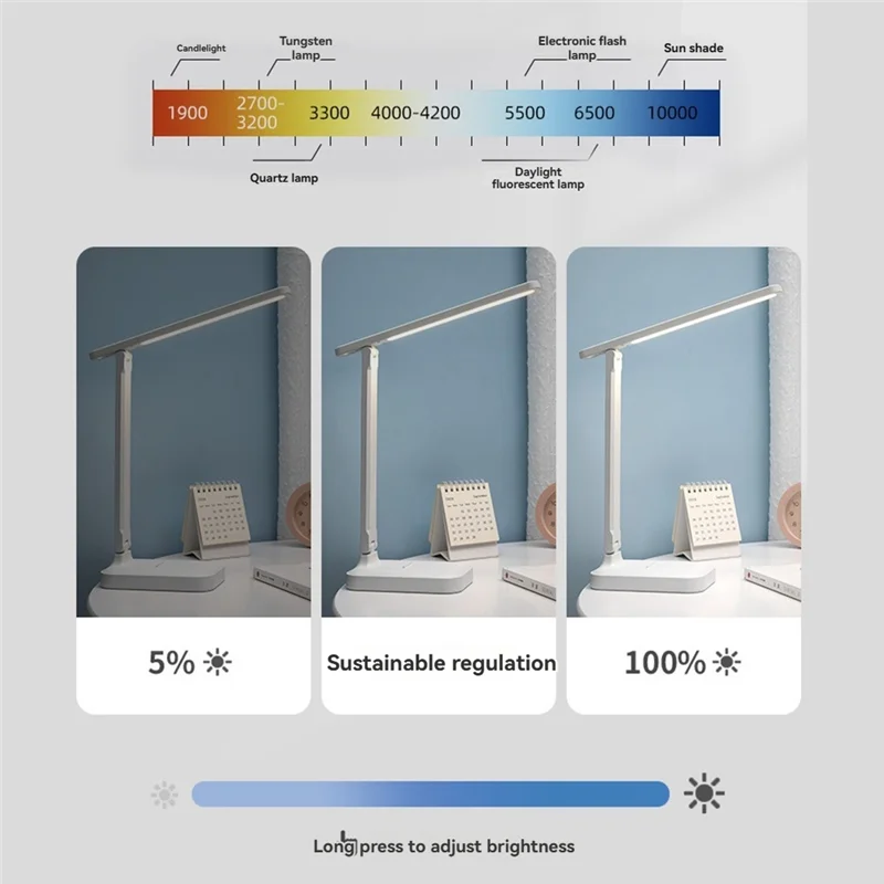 

AS94-Three-Color Eye Protection Desk Lamp Battery Operated Rechargeable Desk Light Touch Folding Desk Lamp C
