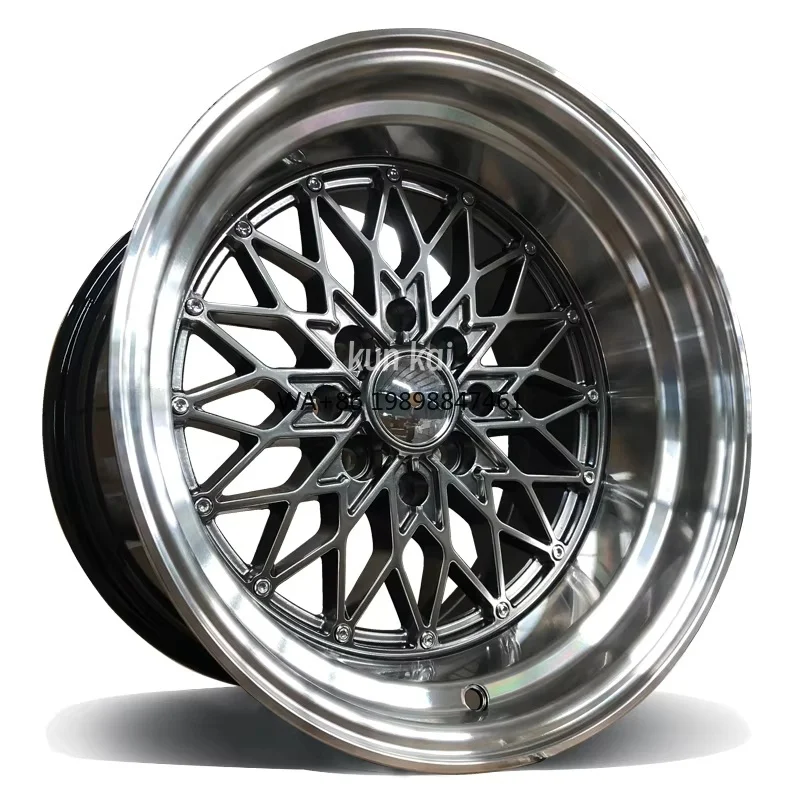 

New Forged Aluminum Alloy 15 Inch 4-Hole 100 PCD Multi Spoke Gloss Black/Gunmetal Passenger Car Aftermarket Wheels 15x9 ET45