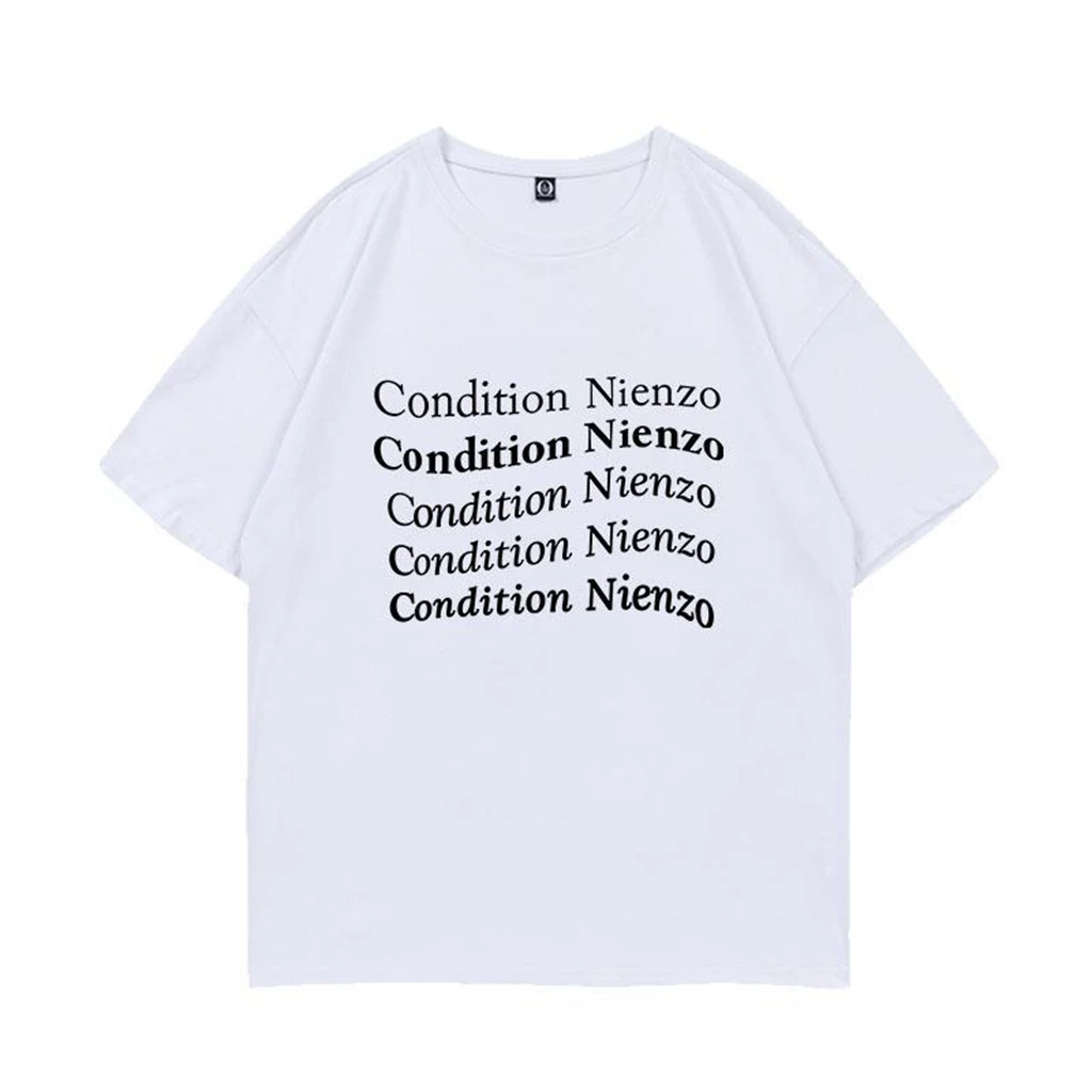 Summer Cotton Top Women's Casual CONDITION NIENZO Letter Print O-neck Short Sleeve Men's and Women's Hip-Hop Fashion T-Shirt