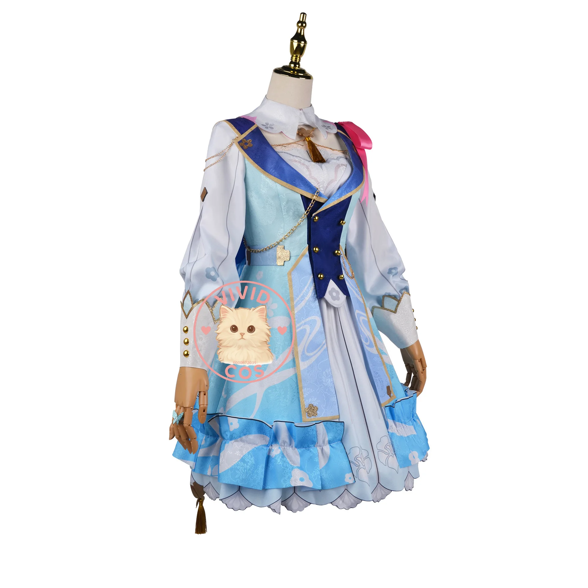 Genshin Impact Kamisato Ayaka Inazuma Flower of Sanctity Cosplay Kostüm Pastellrosa und weiße Palette Prinzessinnenartige Verfeinerung