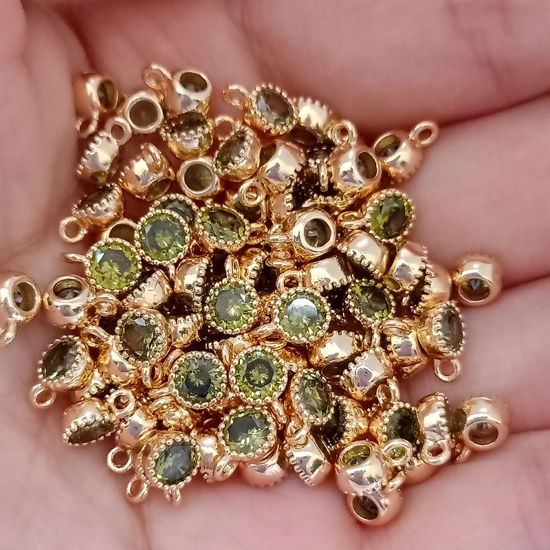 14K Gold Bead Inlaid Zircon Small Pendant Bag, Zircon Small Ring 5mm Handmade Diy Jewelry Accessory