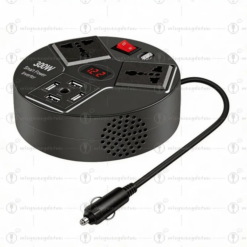 300W Multifunctional Car Inverter, 12V to 220V Power Inverter with Digital Display & USB Port