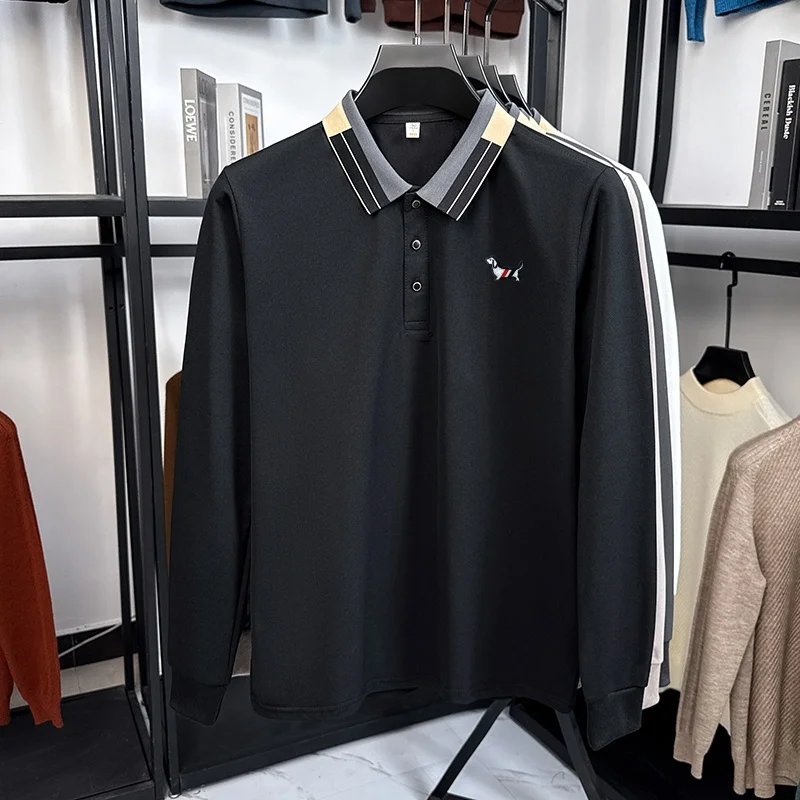 Exquisites, hochwertiges Herren-Poloshirt mit Print, Herbst, Langarm, Kontrastfarben, hautfreundlich, T-Shirt, für den Alltag, Freizeitkleidung für Herren – Detail 7