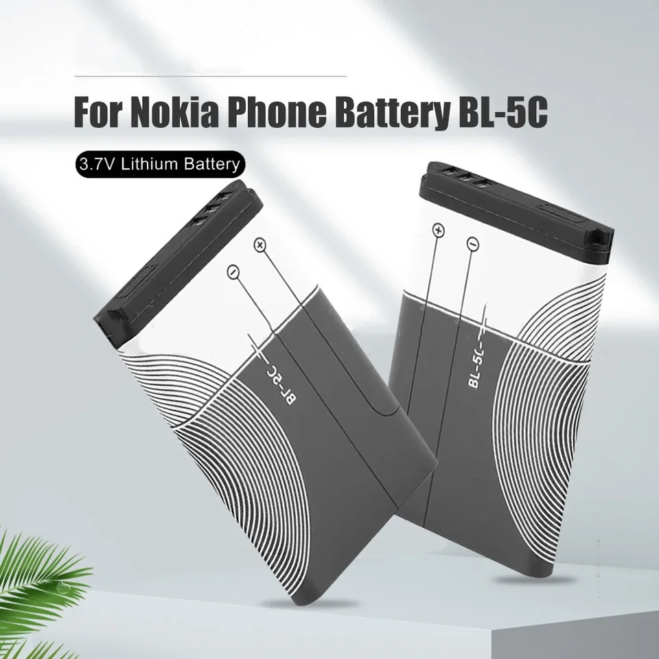 Batería recargable de 3.7V 1020mAh BL-5C BL5C BL 5C para Nokia 1280 1600 1650 2310 2600 2700 3100 3110 3120 6230 (1/10 unidades) 3