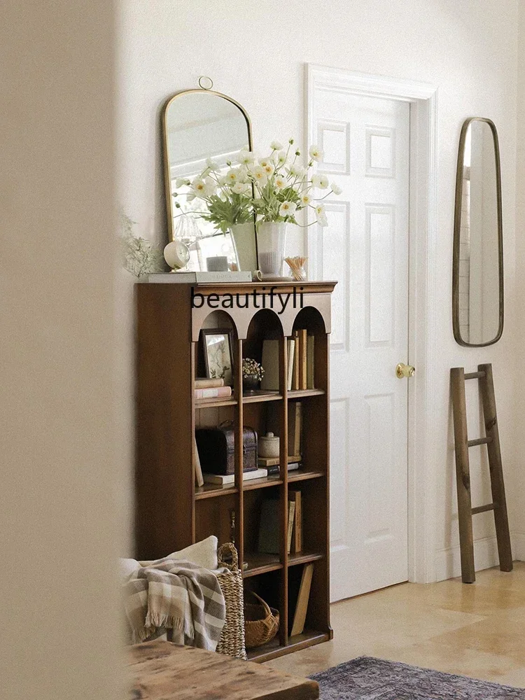 French retro solid wood storage display cabinet household multi-functional floor locker9338