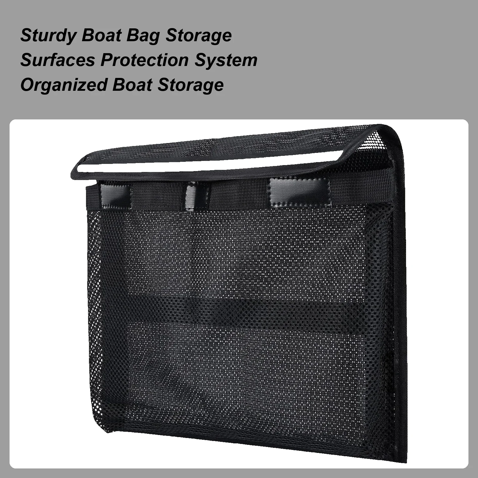 

Boat Storage Bag Reflective Marine Mesh Tackle Bag No-Drilling Boat Organizer Accessory for Tool Key Flashlight Life Jacket