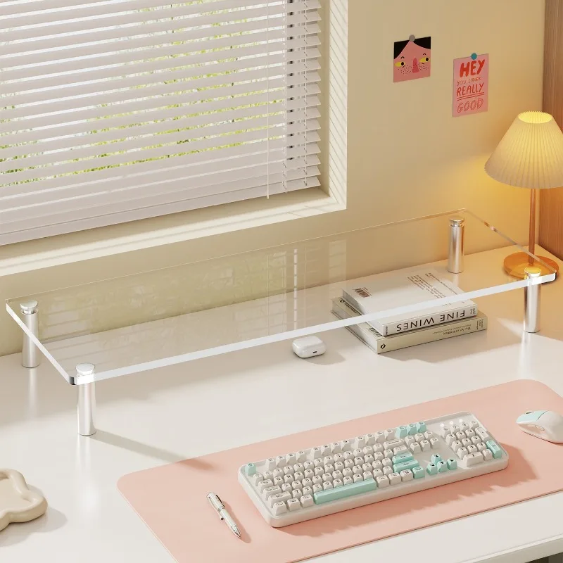 Acrylic Monitor Riser Stand Office Desk Monitor Height Increase Holder Laptop Desktop Computer Storage Rack Monitor Support