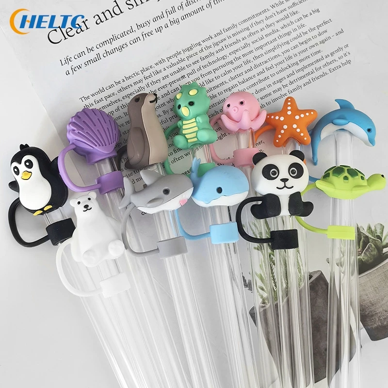 

1PCS Animal Creative Straw Covers Cap For Cup Compatible Silicone Reusable Straw Tips 10mm For Drinking Straw Topper Decoration