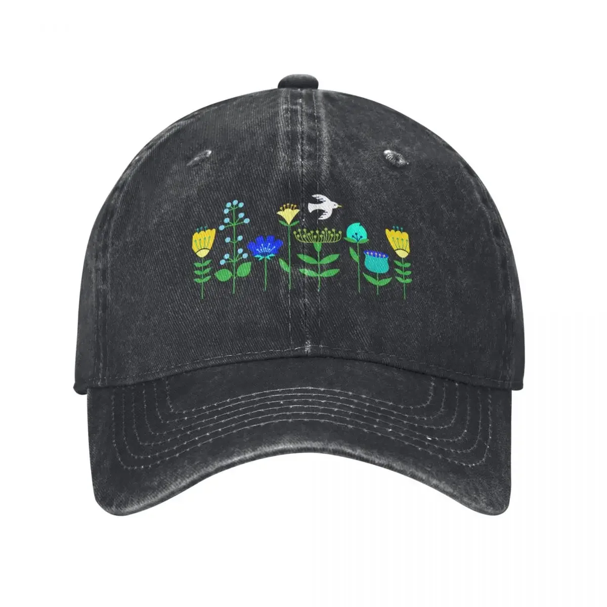 

Scandinavian flowers with soaring bird Baseball Cap |-F-| Dropshipping Sun Hats For Women Men's