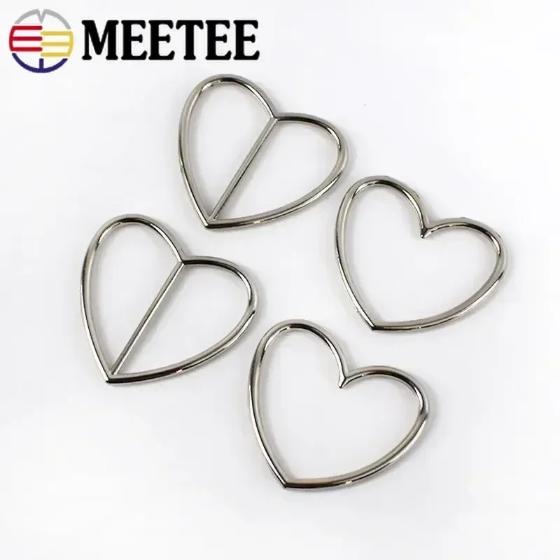 10/20/50Pcs Meetee 17/37/39mm Metal Alloy Heart Ring Buckles Belt Buckle Garment Trousers Tri-Glide Adjusting Slider Accessories