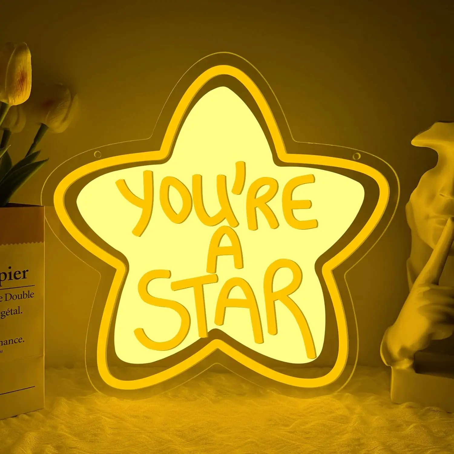 

You're A Star Neon Sign USB Powered LED Light for Wedding Party Bar Kid Room Bedroom Aesthetic Decoration Gift Art Wall Light