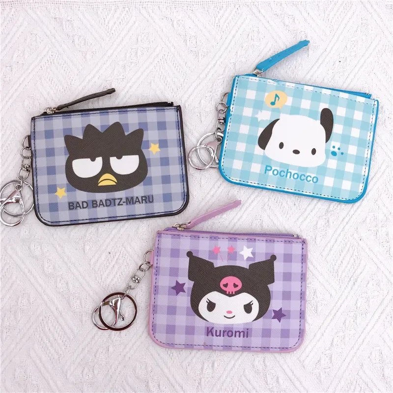 Sanrio Kuromi Hello Kitty Portamonete Cinnamoroll Melody Porta carte per bambini Portafoglio per ragazze Kawaii Keroppi Pompon Purin Borse per