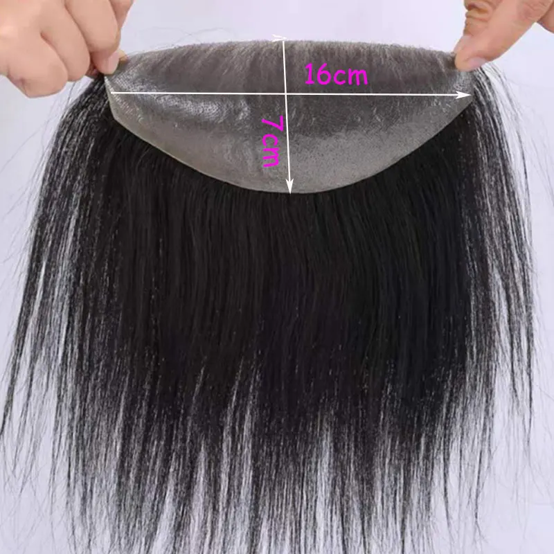 D Style 7x16cm Men's Toupee Pu Skin Toupee For Men V Loop Front Hair Replacement Systems 6 Inches Human Hair Piece Toupee Wigs