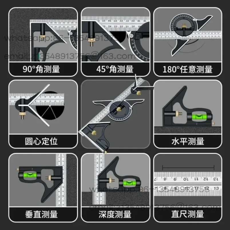 movable angle ruler high-precision stainless steel 90 degree/45 multi-functional combination mobile woodworking