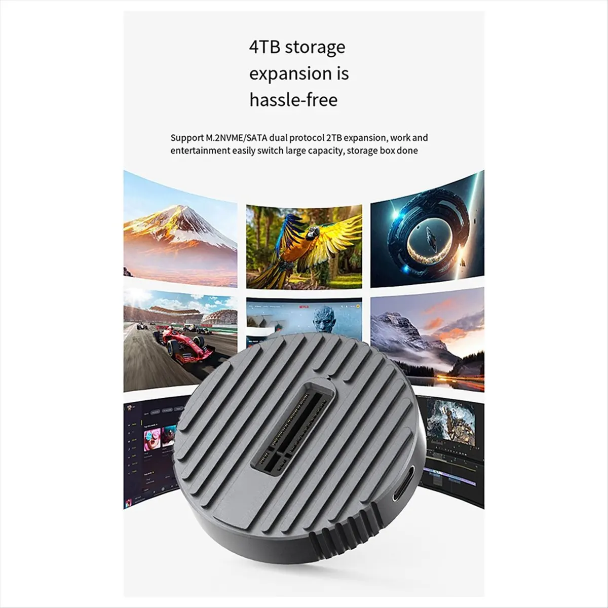 A43M M.2 Dual Protocol SSD Solid State Drive Box NVME/SATA10G External Mobile Hard Drive Base Type -C3.1 Gen 2 SSD