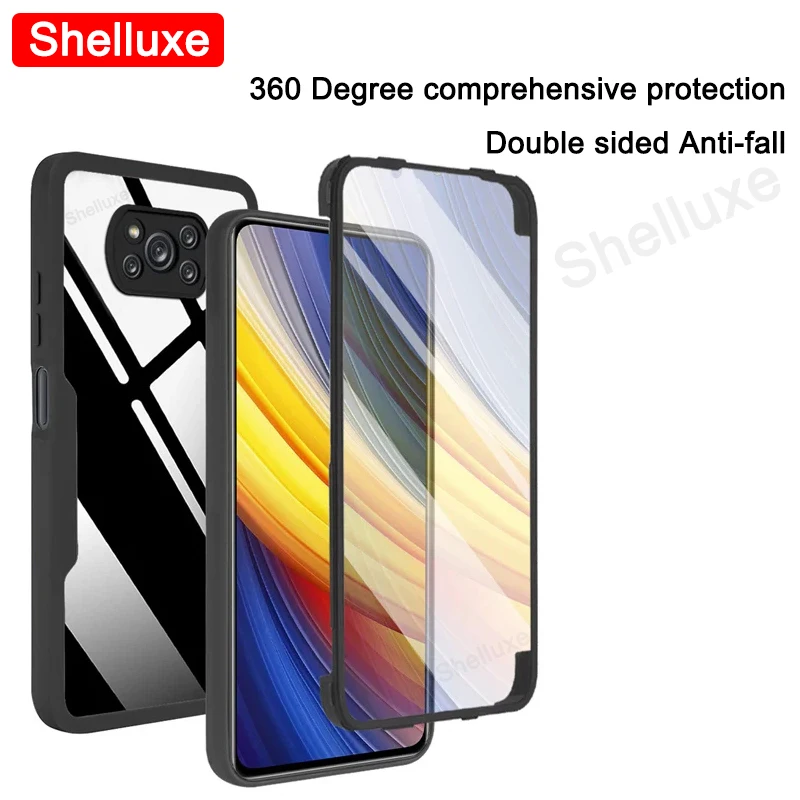 360 Full Body Front+Back Clear Case Shelluxe For Xiaomi POCO X3 Pro X3Pro X3NFC PocoX3 NFC Silicone Double Sided Phone Cover