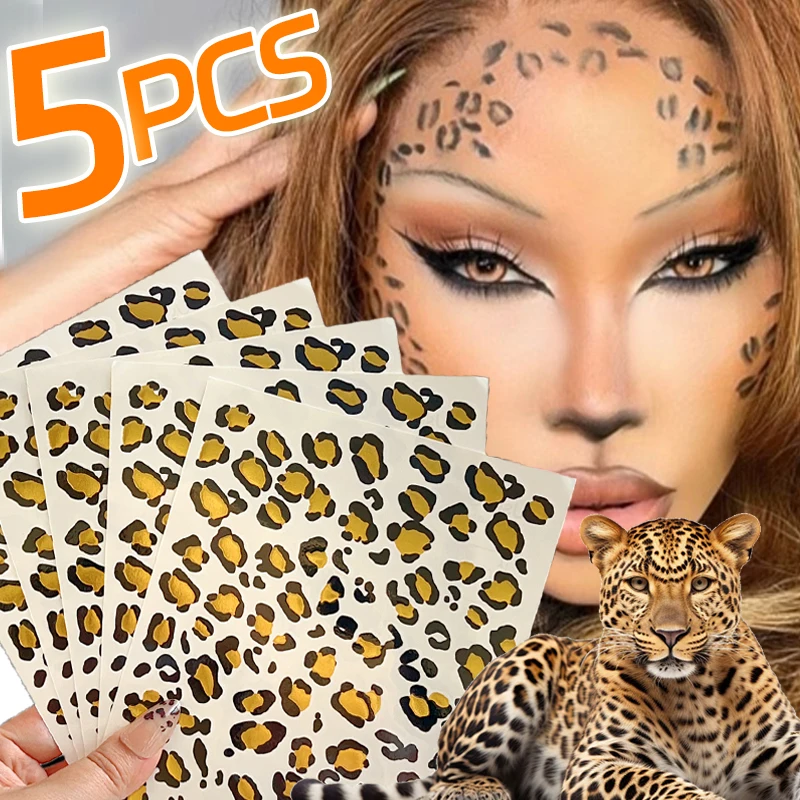 3D Leopard Tattoo Stickers Fashion Waterproof Leopard Print Foil Tattoo Sticker Retro Disposable Temporary Tattoo Sticker Decals