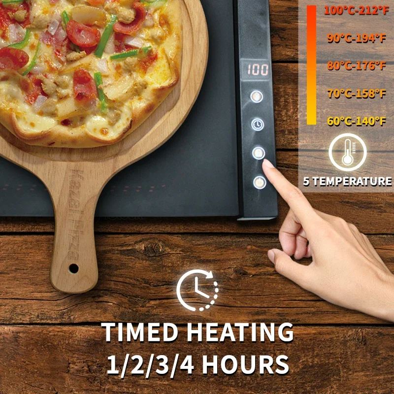 صينية تدفئة كهربائية مع درجة حرارة مرنة لتدفئة الطعام، مفرش طاقة تسخين كهربائي من السيليكون قابل للطي للأغذية