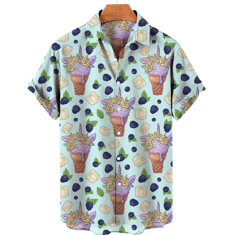 Men's Summer Vintage Fashion Y2k Hawaii Short Sleeve Camisa Casual Luxury Clothing Harajuku Pattern Retro Social Formal Shirt