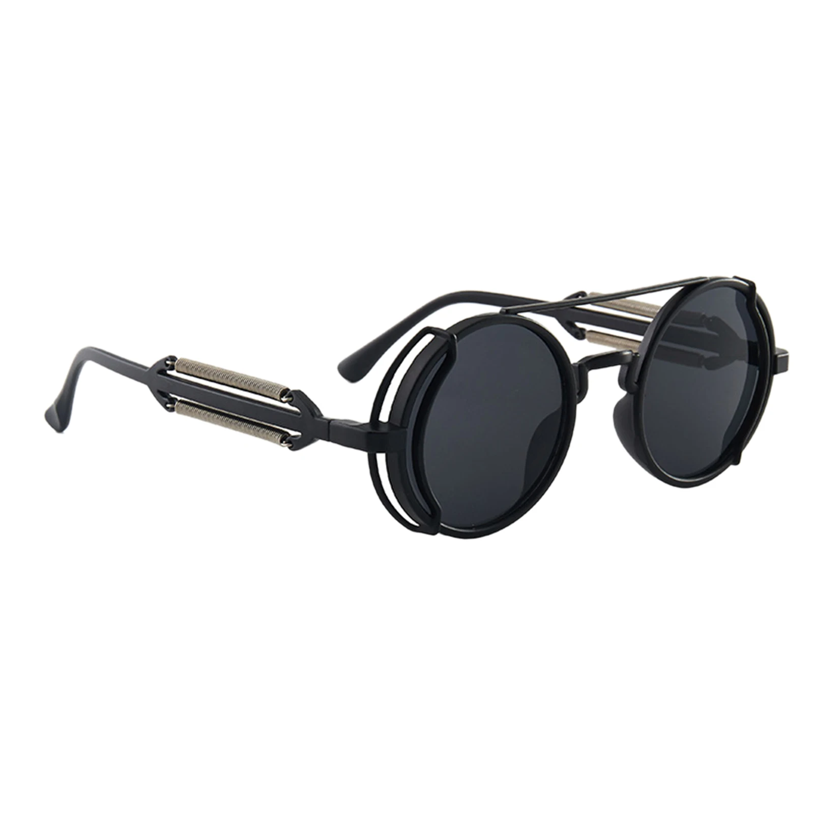 Punk Steampunk Sunglasses Double Spring Leg Glasses Fashion Trend Round Sunglasses Men's Brand Designer Gothic Style Products - view 5
