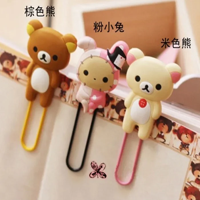Cartoon PVC Soft Bookmarks Metal Book Clip Large Paper Clips Student Page Bookmark Clip