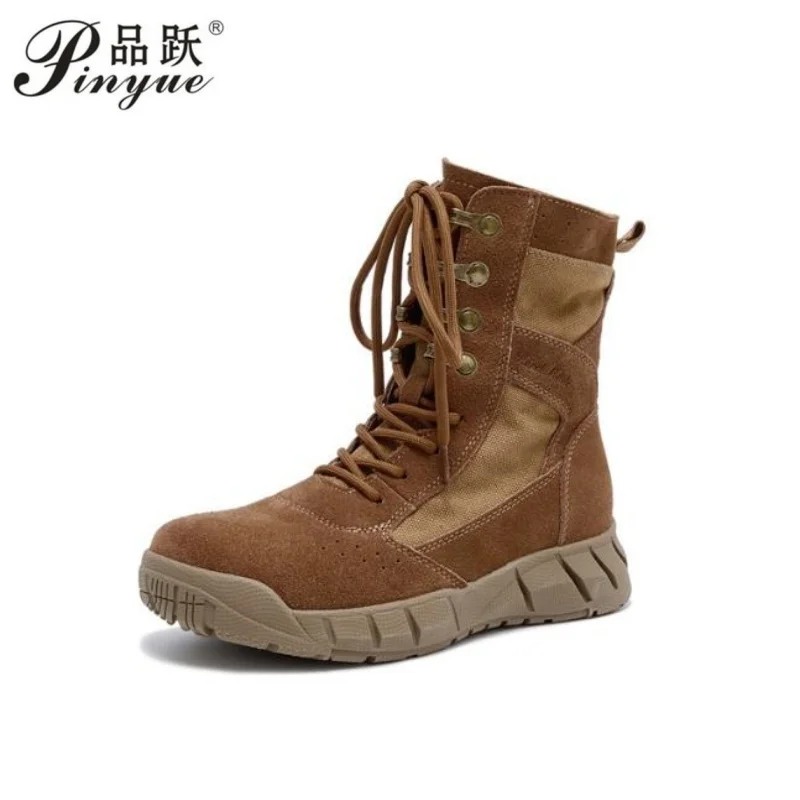 Women Lightweight Suede Leather Tactical Combat Boots Outdoor Hiking Desert Army Shoes Breathable Ankle Boots Training shoes