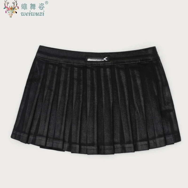 レトロ原宿風 レディース デニムプリーツスカート ワックスデニム生地使用 冬用ミニスカート スリム ファッションパーティー ジーンズショートスカート