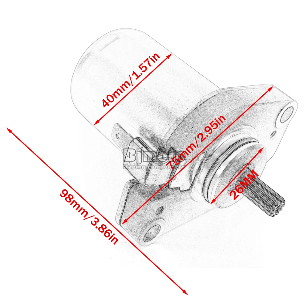 Anlasser für Yamaha TZM50 CV50 Jog NS50 Aerox YE50 Zest 50 YJ50RA Vino Classic CW50 BW'S CX50 Champ EW50 Slider – Detail 2