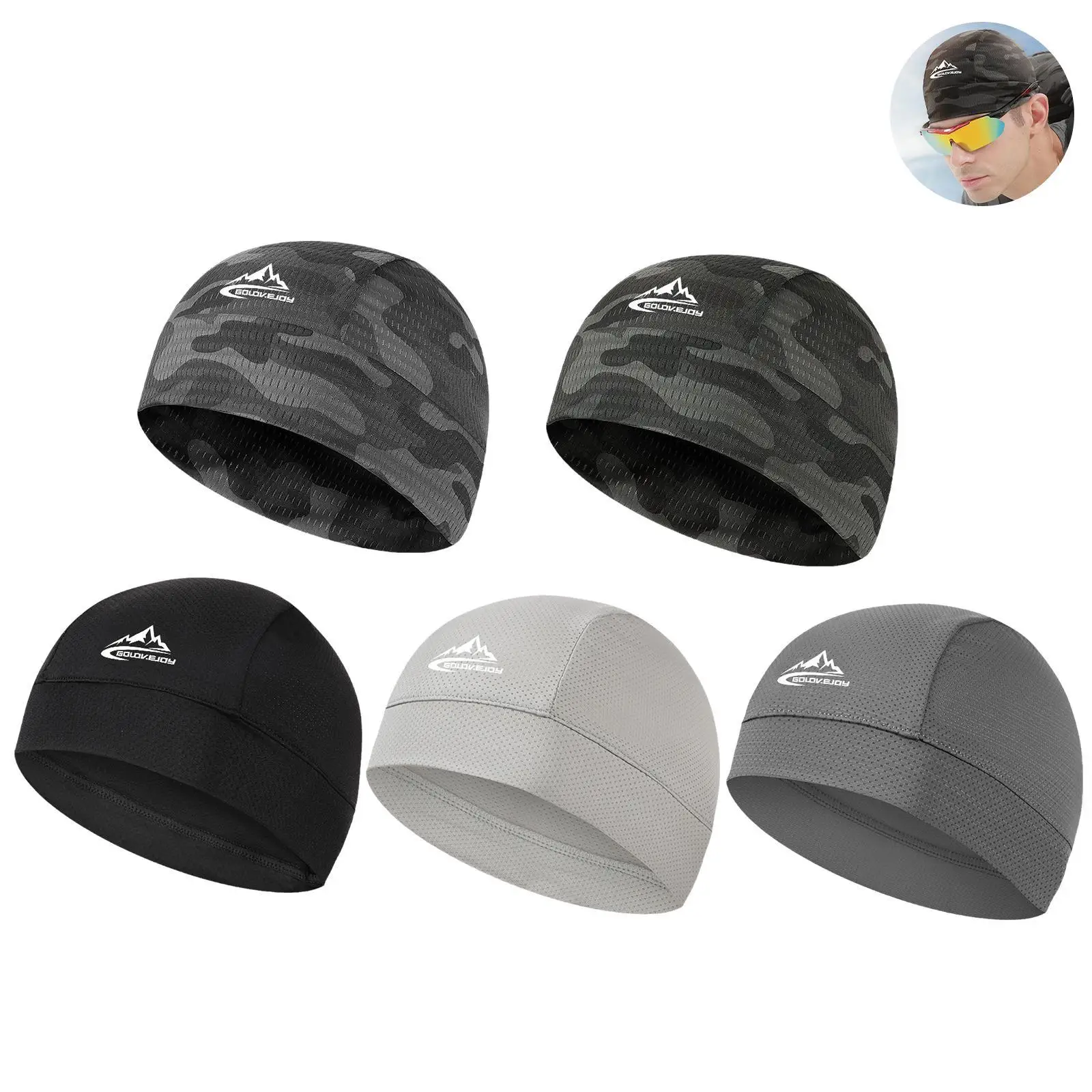 

Summer Fishing Caps Cooling Skull Cap Motorcycle Helmet Liner Hat Sweat Wicking Breathable Cycling Running Beanie Cap for Men